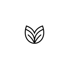 Poster - Abstract Leaf Logo: A minimalist line art design depicting an abstract leaf, symbolizing nature, growth, and eco-friendliness.