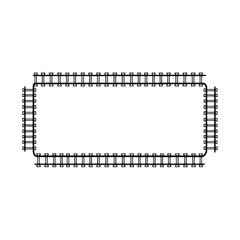 Fototapete - Railway Track Border: A simple yet elegant rectangular border design featuring a detailed railway track pattern, perfect for adding a touch of industrial or travel theme to your designs. 
