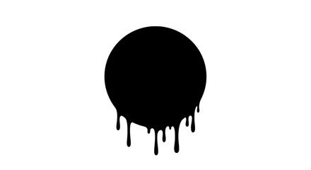 Poster - Dripping Ink Circle: A stark, minimalistic image of a black circle, with ink dripping downwards, evoking a sense of creative chaos and artistic expression.