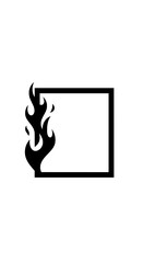 Poster - Flaming Frame Silhouette: A minimalist silhouette featuring a square frame engulfed by flames, creating a striking visual metaphor for heat, passion, and creative intensity.