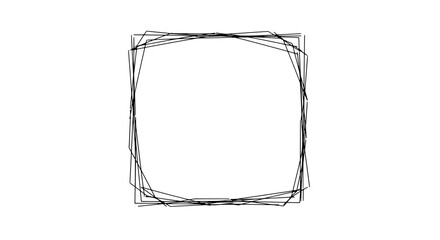 Poster - Geometric Sketch: A minimalistic black and white illustration of a square, meticulously outlined with delicate, imperfect lines, symbolizing the beauty of abstract art.
