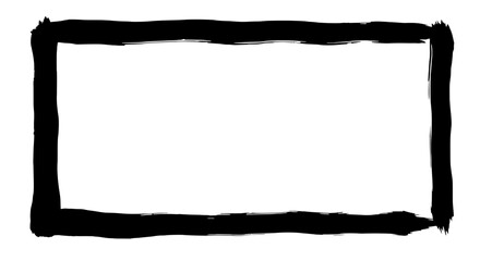 Fototapete - Black Inked Rectangle Frame: A hand-drawn rectangle frame with thick black ink, offering a rustic and artistic touch to your design projects.