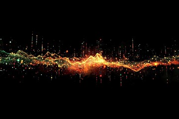 Poster - Abstract energetic wave, a vibrant display of digital particles flowing