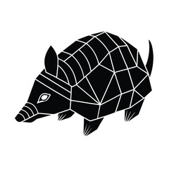 Fototapete - Geometric vector illustration of an armadillo in black and white isolated on a clean white background