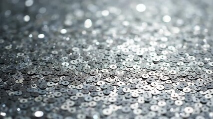 Poster - Shimmering Silver Sequins on Sparkling Surface for Festive Decorations and Crafts