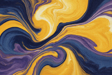 Fototapete - Abstract swirling gold, blue, purple paint texture, creating a dynamic and luxurious visual effect, ideal for design background or wallpaper