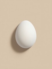 Aufkleber - Elegant White Egg Shape on a Minimalist Beige Background Highlighting Simplicity and Form Generative AI