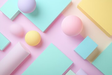 Fototapete - Pastel geometric shapes composition