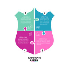 Poster - infographic vector badge arrows puzzle , cycle diagram, presentation chart. Business concept with 4 options, parts, steps, processes. Vector Eps