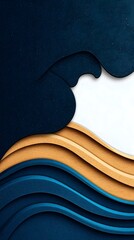 Fototapete - Abstract Blue And Gold Wave Texture Background
