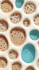 Fototapete - Abstract Bubble Texture with Beige and Aqua Circles