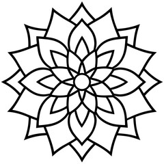 Poster - A symmetrical and intricate floral design, rendered in a striking black-and-white, showcases a detailed petal arrangement radiating from a central point, conveying a sense of balance and harmony.