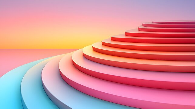 Abstract Pastel Pink Blue Circular Layers Background