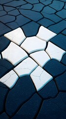 Fototapete - Abstract White Paint on Cracked Asphalt Surface