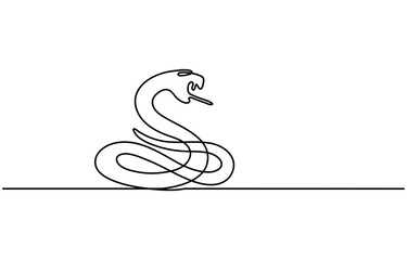 Poster - Snake in one continuous line. One line drawing, minimalism. Vector illustration.