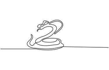 Poster - Snake in one continuous line. One line drawing, minimalism. Vector illustration.