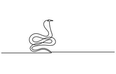 Poster - Snake in one continuous line. One line drawing, minimalism. Vector illustration.