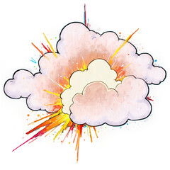 Aufkleber - colorful explosion of clouds with vibrant rays in a dynamic design, enhancing creative themes