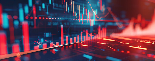 Leinwandbilder - Dynamic stock market data visualization on a digital interface