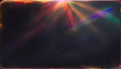 Leinwandbilder - abstract cosmic light burst with rainbow lens flare and scratched film texture for vintage web design, poster, or digital background

