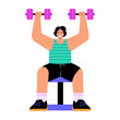 © SmashingStocks - A flat style illustration showing a character doing dumbbell exercise