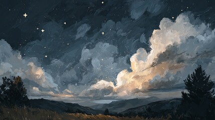 Wall Mural - Starry Night Sky Painting