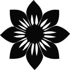 Aufkleber - Black and white floral vector illustration with a petal pattern