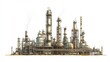 © MAGNIFIER - A refinery clipart, energy infrastructure element, flat design illustration, neutral tones, isolated on white background