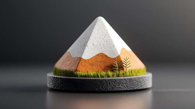Minimalist Geometric Volcano with Steam Plume