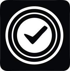Poster - A glossy green round web button presents a 3D check mark icon, a symbol of acceptance on the internet