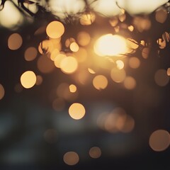 Poster - Warm and inviting abstract background with soft twinkling bokeh lights creating a serene festive mood on a winter night