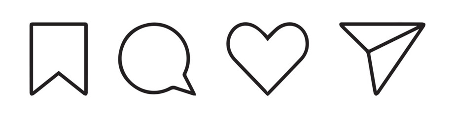 instagram social media like comment share save icon collection in line style. set of social network 