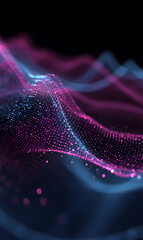 Poster - Ethereal data visualization with flowing network of interconnected nodes in vibrant colors