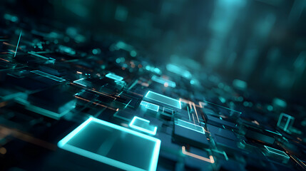 Poster - abstract luminous network of data processing and futuristic technology concept visualization space