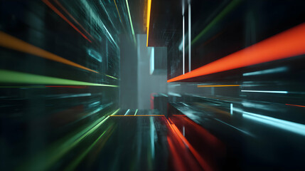 Poster - Energetic light lines in an abstract dimensional space exploring technological possibilities and future designs