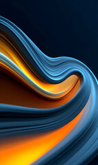 Poster - Abstract composition with smooth layered curves in deep blues and vibrant orange for modern design