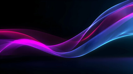 Poster - Elegant abstract waves flow with vibrant shades of blue and pink creating a luminous atmosphere