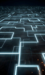 Poster - illuminated circuit board design displays high tech futuristic pathways for global communication and