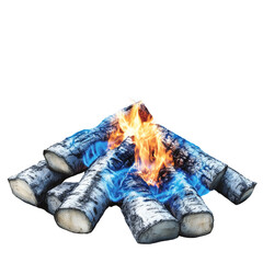 Aufkleber - Glowing campfire with flames and blue ethereal light on isolated background