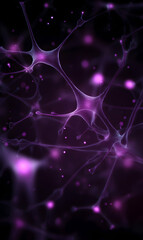 Poster - Mystical connections neural network visualization abstract biological purple neurons digital connectivity glowing effect