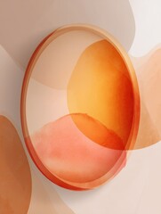 Fototapete - Modern Soft Orange Oval Design Placed Against a Pale Background Showcasing a Gentle and Harmonious Color Palette Generative AI