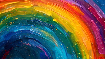Poster - Vibrant abstract acrylic painting with colorful brushstrokes and texture in the background