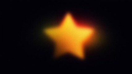 Wall Mural - abstract blurred grainy gold gradient glowing and pulsating star shape looped on black background