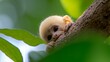 © Darungka - Curious Baby Monkey Peeking From Behind Tree Branch