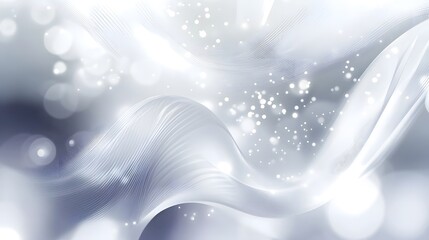 Poster - An abstract and serene winter landscape featuring delicate ethereal waves of soft glowing light against a backdrop of hazy gentle curves and a whisper of mist