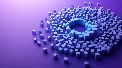 Poster - 3D render of an abstract pattern made from cubes, arranged in the center