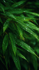 Wall Mural - Bamboo impart with water droplets on their surface