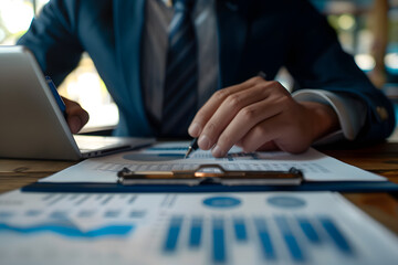 Poster - Business professional analyzing financial reports