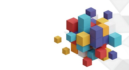 Colorful 3D Cubes Abstract Data Structure Concept
