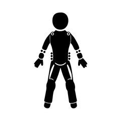 Poster - Illustration of black robot android humanoid silhouette standing with futuristic design elements